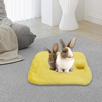 Bunny Bed Small Animal Bed Plush Nest Pad Mat with Double Sided Soft Warmth Suitable for Guinea Pig Hamster Squirrel Ferret Hedgehog Chinchilla Gift, Yellow