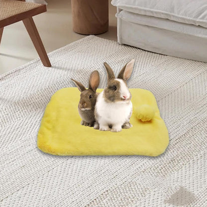 Bunny Bed Small Animal Bed Plush Nest Pad Mat with Double Sided Soft Warmth Suitable for Guinea Pig Hamster Squirrel Ferret Hedgehog Chinchilla Gift, Yellow