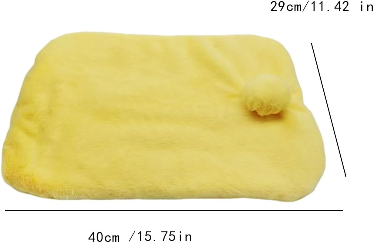 Bunny Bed Small Animal Bed Plush Nest Pad Mat with Double Sided Soft Warmth Suitable for Guinea Pig Hamster Squirrel Ferret Hedgehog Chinchilla Gift, Yellow