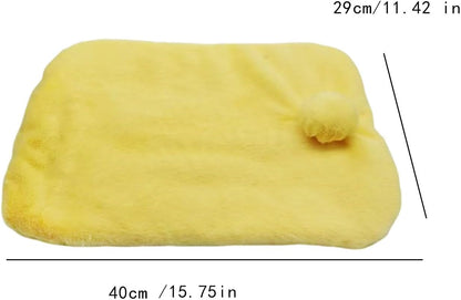 Bunny Bed Small Animal Bed Plush Nest Pad Mat with Double Sided Soft Warmth Suitable for Guinea Pig Hamster Squirrel Ferret Hedgehog Chinchilla Gift, Yellow