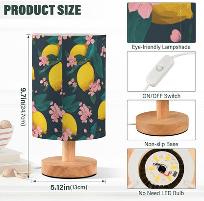 Bedside Table Lamp Lemon Yellow Citrus Fruits (15) Kids Nightstand Lamp Night Light Fabric Shade for Bedroom Living Room Home Office