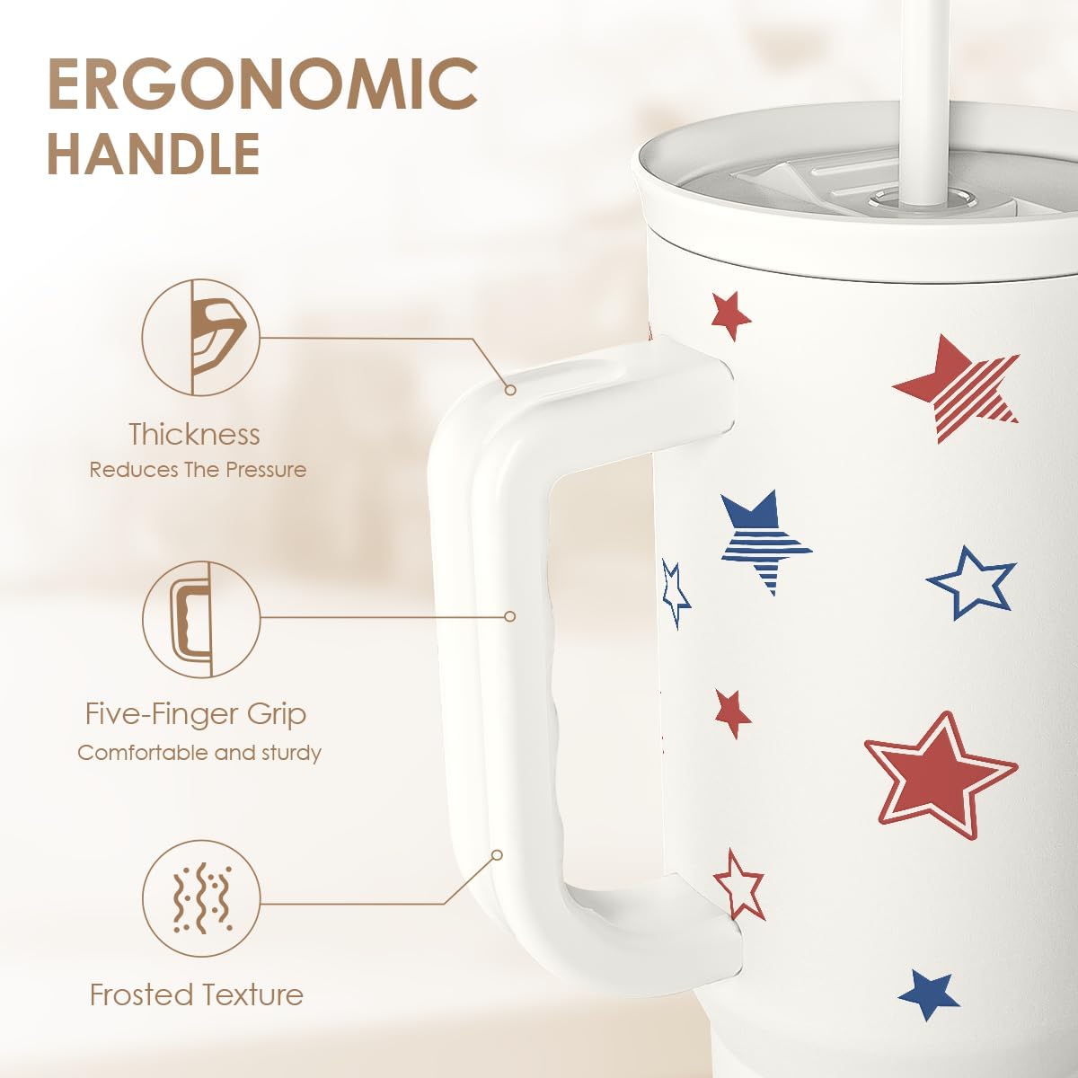 Lemon 40oz Tumbler with Handle and Straw, Insulated Stainless Steel Travel Coffee Mug for Women Girls, Gift Idea for Birthday Christmas Mothers Day Summer Vacation
