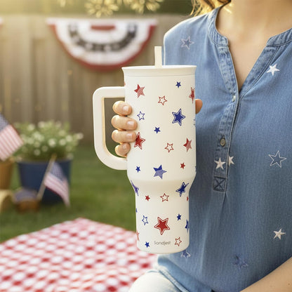 Lemon 40oz Tumbler with Handle and Straw, Insulated Stainless Steel Travel Coffee Mug for Women Girls, Gift Idea for Birthday Christmas Mothers Day Summer Vacation