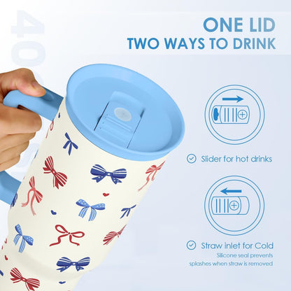 Lemon 40oz Tumbler with Handle and Straw, Insulated Stainless Steel Travel Coffee Mug for Women Girls, Gift Idea for Birthday Christmas Mothers Day Summer Vacation