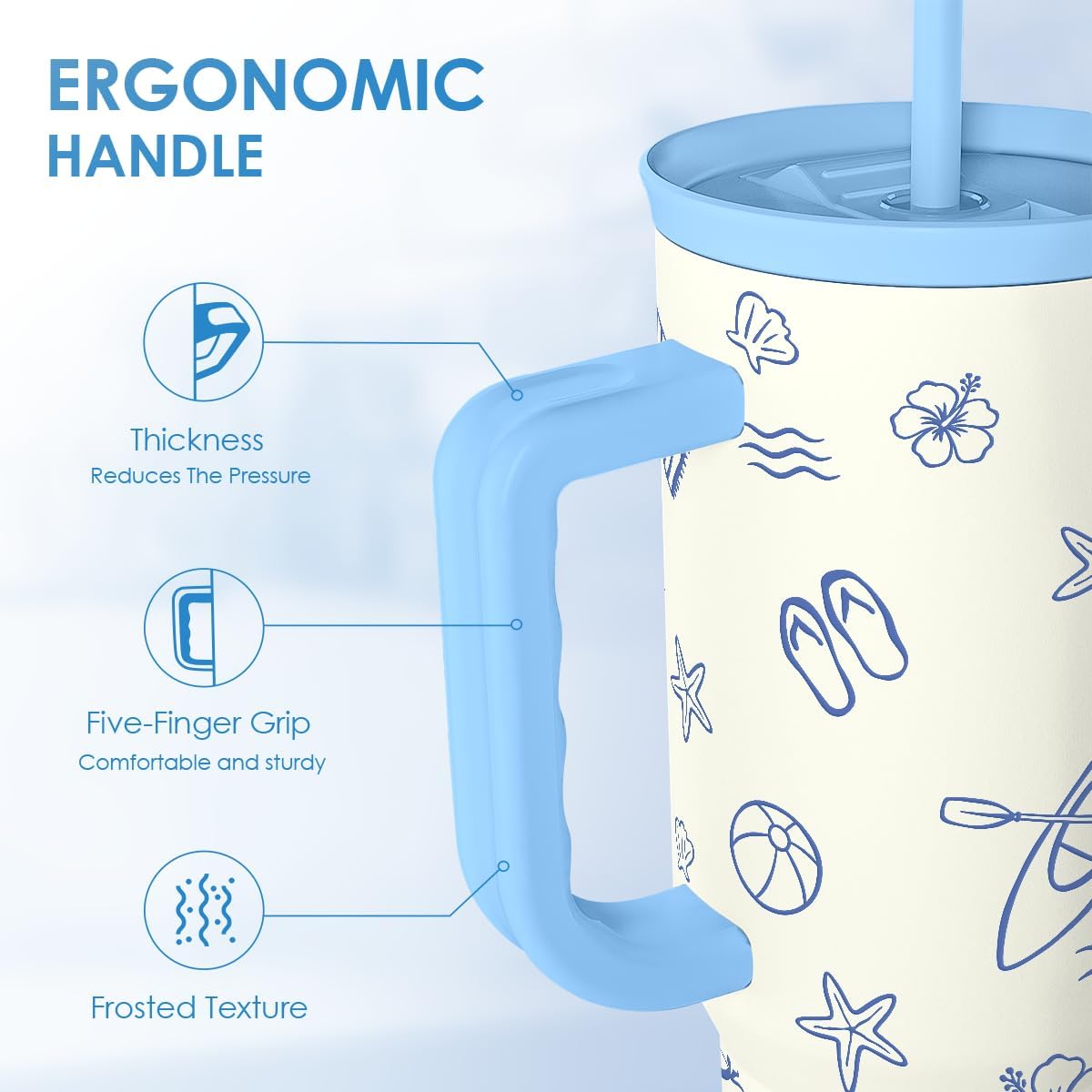Lemon 40oz Tumbler with Handle and Straw, Insulated Stainless Steel Travel Coffee Mug for Women Girls, Gift Idea for Birthday Christmas Mothers Day Summer Vacation