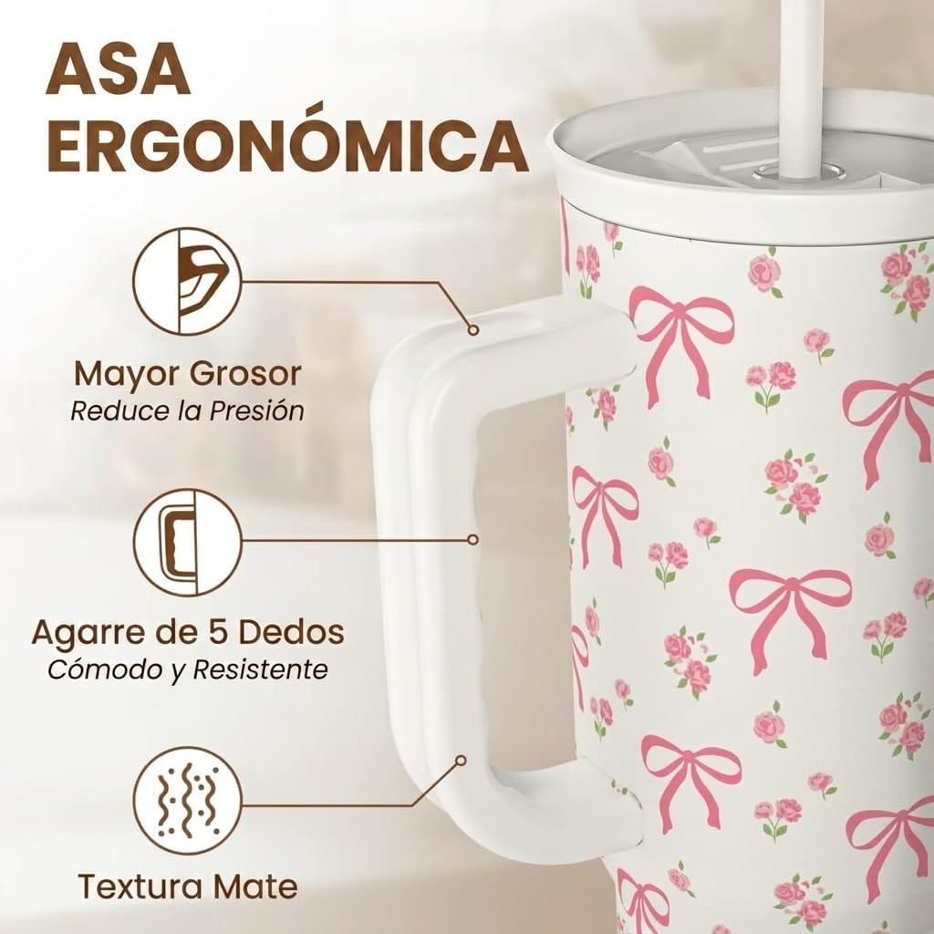 Lemon 40oz Tumbler with Handle and Straw, Insulated Stainless Steel Travel Coffee Mug for Women Girls, Gift Idea for Birthday Christmas Mothers Day Summer Vacation