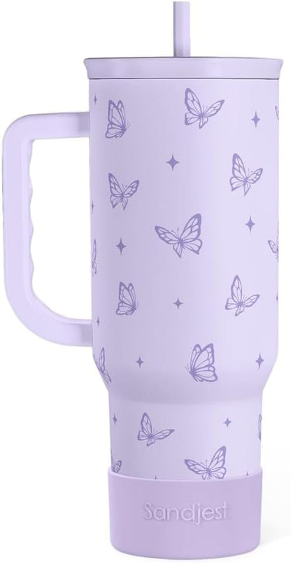 Lemon 40oz Tumbler with Handle and Straw, Insulated Stainless Steel Travel Coffee Mug for Women Girls, Gift Idea for Birthday Christmas Mothers Day Summer Vacation