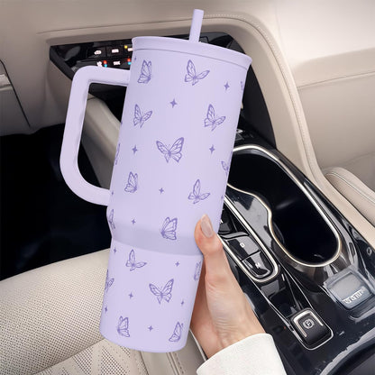 Lemon 40oz Tumbler with Handle and Straw, Insulated Stainless Steel Travel Coffee Mug for Women Girls, Gift Idea for Birthday Christmas Mothers Day Summer Vacation