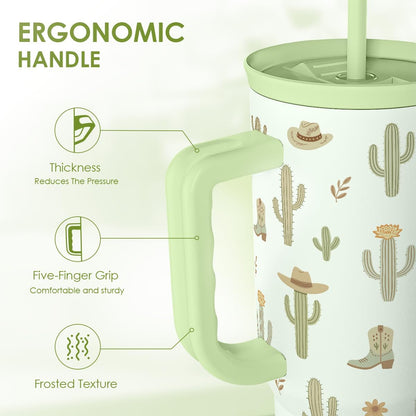 Lemon 40oz Tumbler with Handle and Straw, Insulated Stainless Steel Travel Coffee Mug for Women Girls, Gift Idea for Birthday Christmas Mothers Day Summer Vacation
