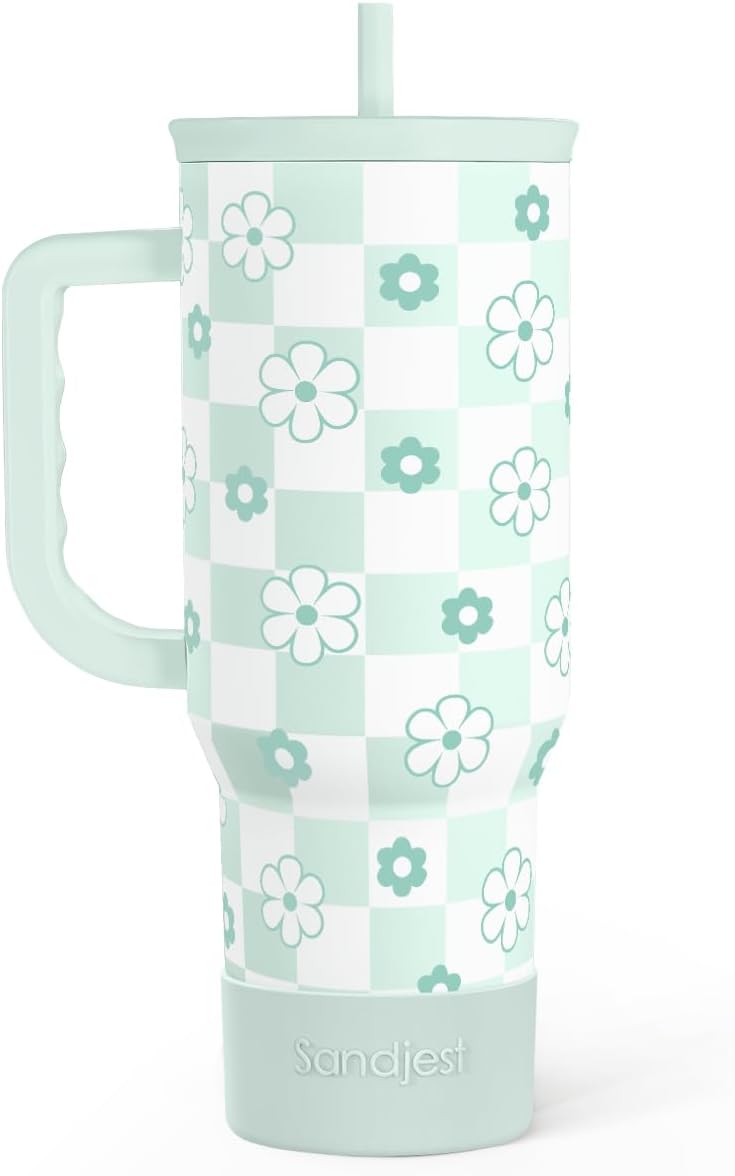 Lemon 40oz Tumbler with Handle and Straw, Insulated Stainless Steel Travel Coffee Mug for Women Girls, Gift Idea for Birthday Christmas Mothers Day Summer Vacation