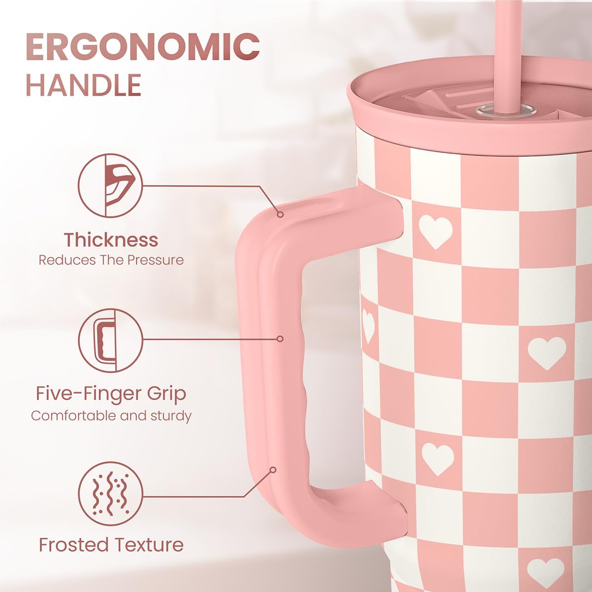 Lemon 40oz Tumbler with Handle and Straw, Insulated Stainless Steel Travel Coffee Mug for Women Girls, Gift Idea for Birthday Christmas Mothers Day Summer Vacation