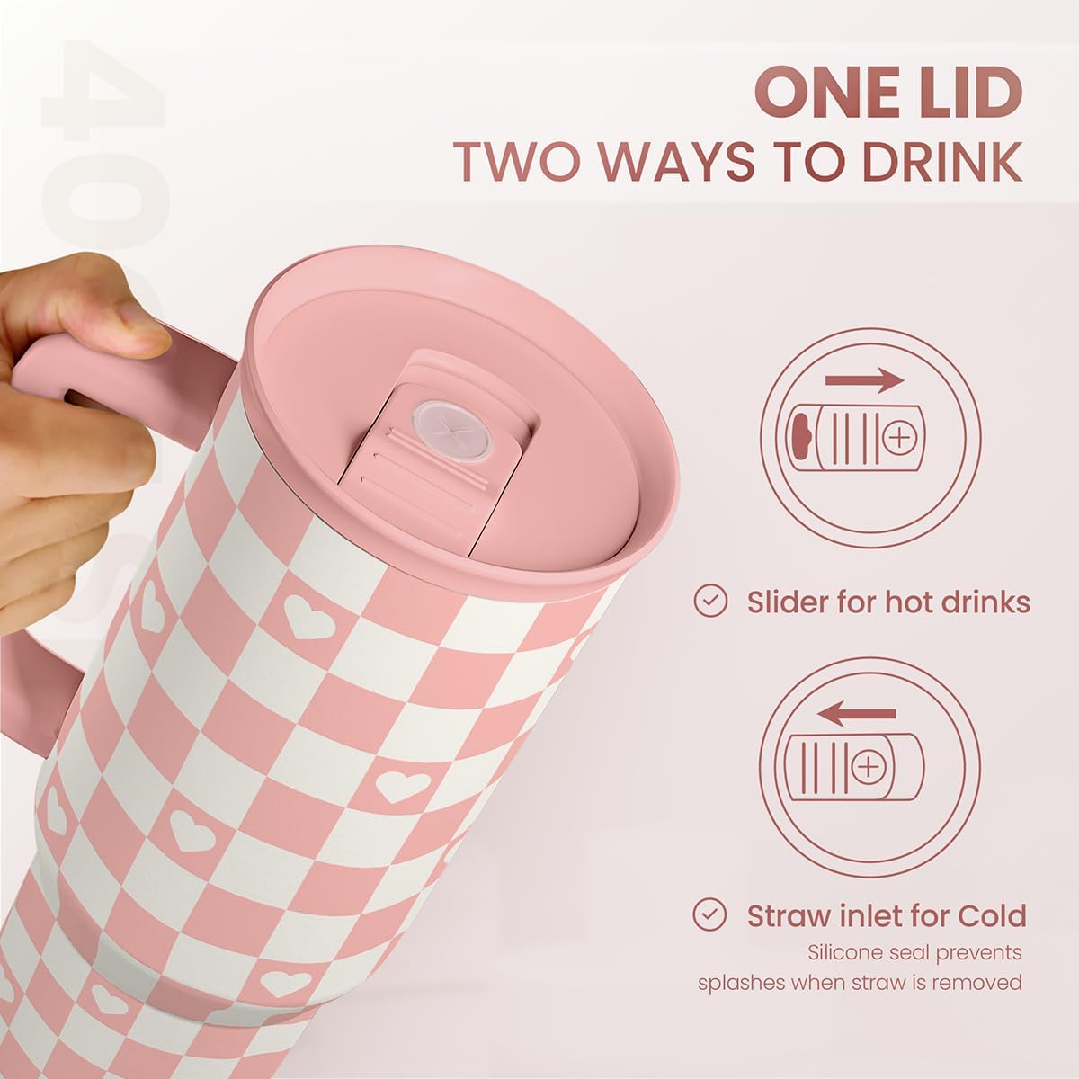 Lemon 40oz Tumbler with Handle and Straw, Insulated Stainless Steel Travel Coffee Mug for Women Girls, Gift Idea for Birthday Christmas Mothers Day Summer Vacation