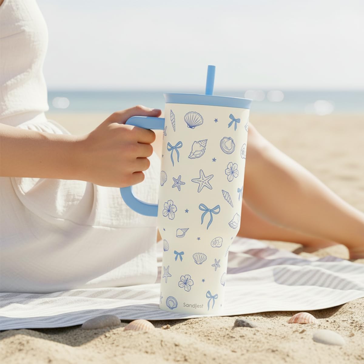 Lemon 40oz Tumbler with Handle and Straw, Insulated Stainless Steel Travel Coffee Mug for Women Girls, Gift Idea for Birthday Christmas Mothers Day Summer Vacation