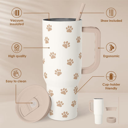Lemon 40oz Tumbler with Handle and Straw, Insulated Stainless Steel Travel Coffee Mug for Women Girls, Gift Idea for Birthday Christmas Mothers Day Summer Vacation