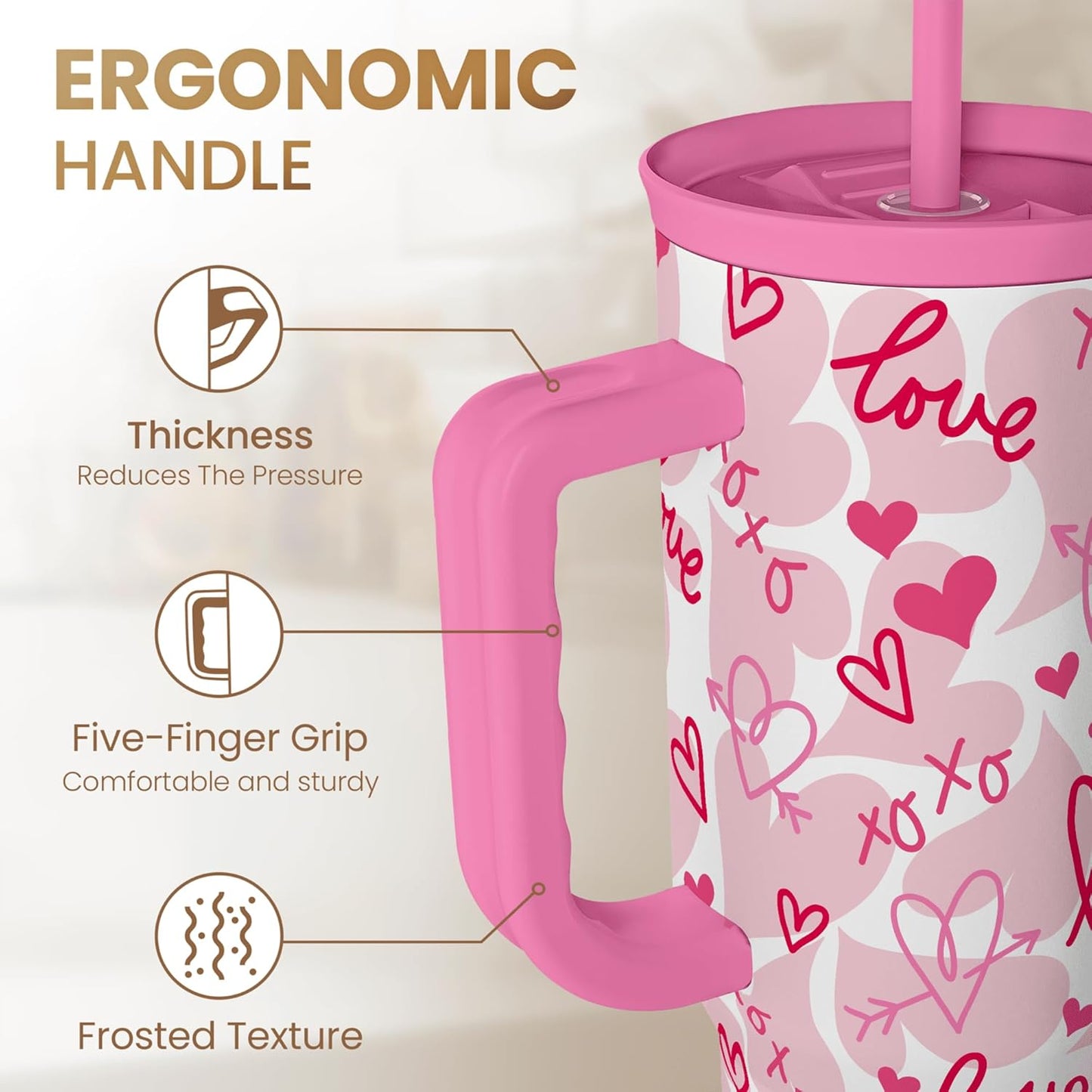 Lemon 40oz Tumbler with Handle and Straw, Insulated Stainless Steel Travel Coffee Mug for Women Girls, Gift Idea for Birthday Christmas Mothers Day Summer Vacation