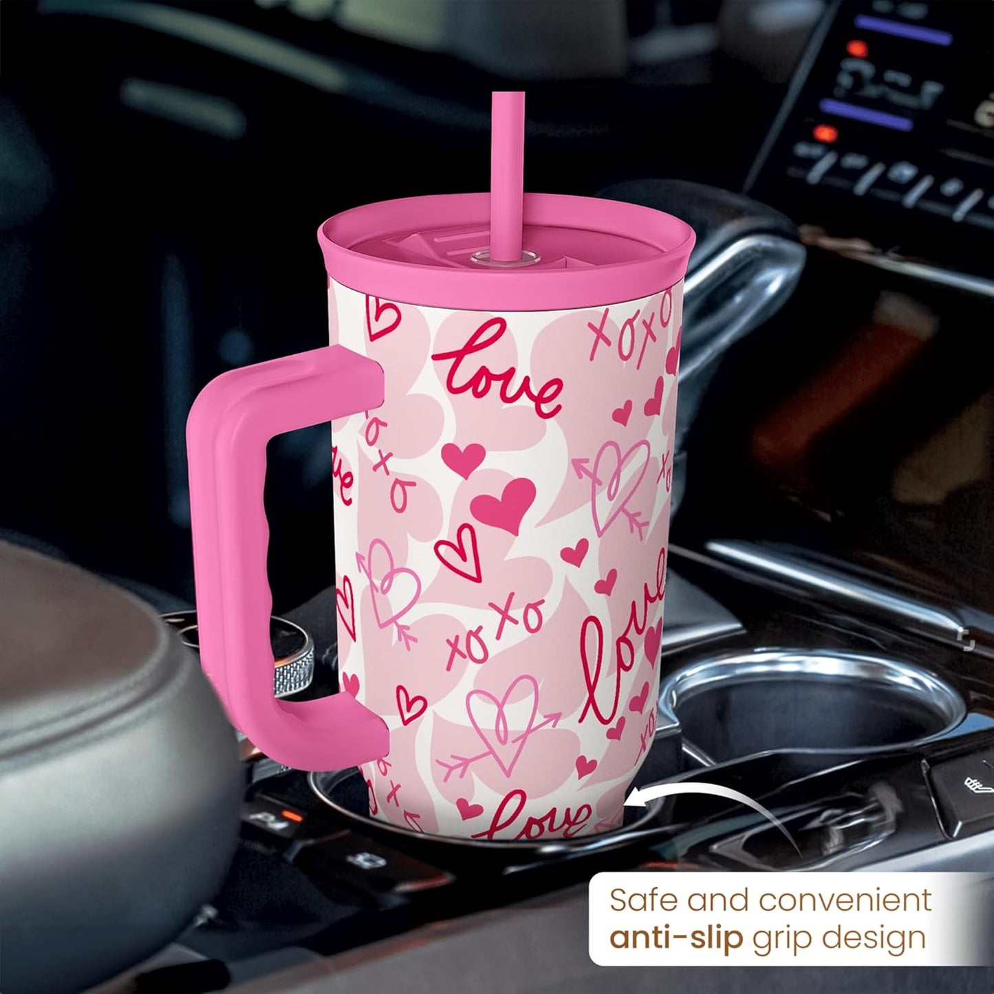 Lemon 40oz Tumbler with Handle and Straw, Insulated Stainless Steel Travel Coffee Mug for Women Girls, Gift Idea for Birthday Christmas Mothers Day Summer Vacation
