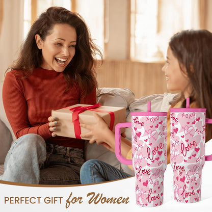 Lemon 40oz Tumbler with Handle and Straw, Insulated Stainless Steel Travel Coffee Mug for Women Girls, Gift Idea for Birthday Christmas Mothers Day Summer Vacation
