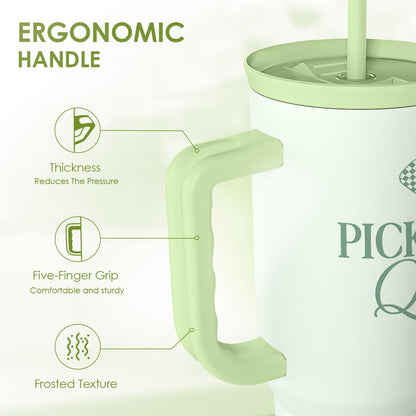 Lemon 40oz Tumbler with Handle and Straw, Insulated Stainless Steel Travel Coffee Mug for Women Girls, Gift Idea for Birthday Christmas Mothers Day Summer Vacation
