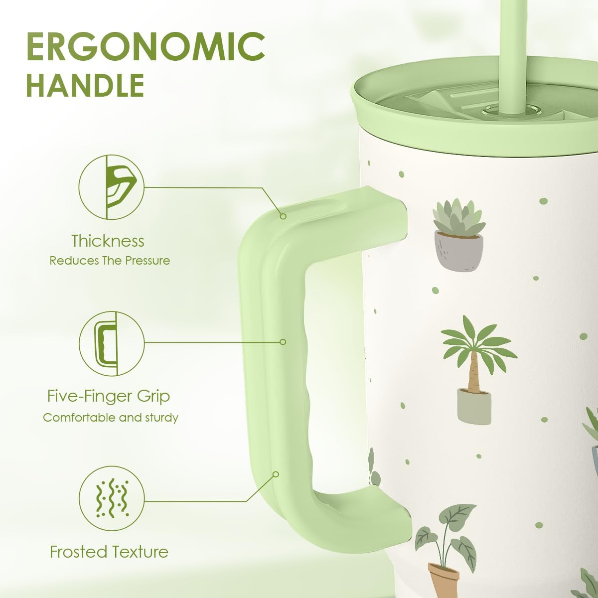 Lemon 40oz Tumbler with Handle and Straw, Insulated Stainless Steel Travel Coffee Mug for Women Girls, Gift Idea for Birthday Christmas Mothers Day Summer Vacation