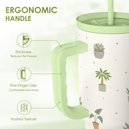 Lemon 40oz Tumbler with Handle and Straw, Insulated Stainless Steel Travel Coffee Mug for Women Girls, Gift Idea for Birthday Christmas Mothers Day Summer Vacation