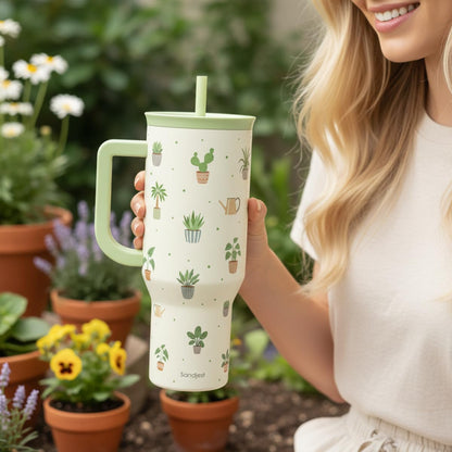 Lemon 40oz Tumbler with Handle and Straw, Insulated Stainless Steel Travel Coffee Mug for Women Girls, Gift Idea for Birthday Christmas Mothers Day Summer Vacation