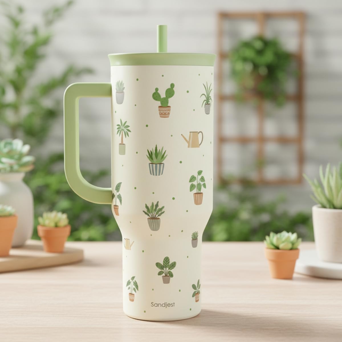 Lemon 40oz Tumbler with Handle and Straw, Insulated Stainless Steel Travel Coffee Mug for Women Girls, Gift Idea for Birthday Christmas Mothers Day Summer Vacation