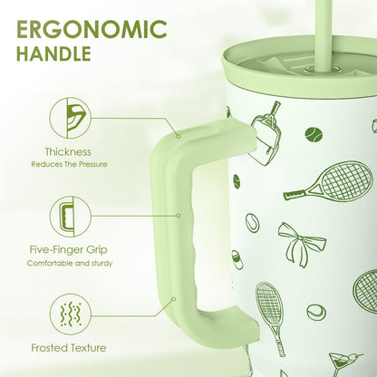 Lemon 40oz Tumbler with Handle and Straw, Insulated Stainless Steel Travel Coffee Mug for Women Girls, Gift Idea for Birthday Christmas Mothers Day Summer Vacation