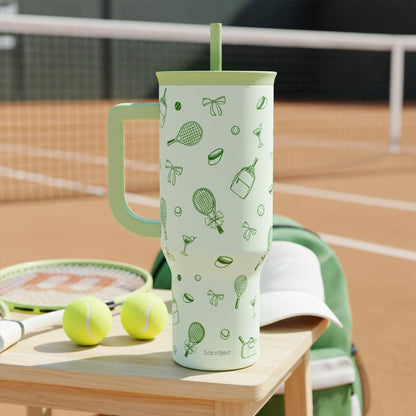 Lemon 40oz Tumbler with Handle and Straw, Insulated Stainless Steel Travel Coffee Mug for Women Girls, Gift Idea for Birthday Christmas Mothers Day Summer Vacation