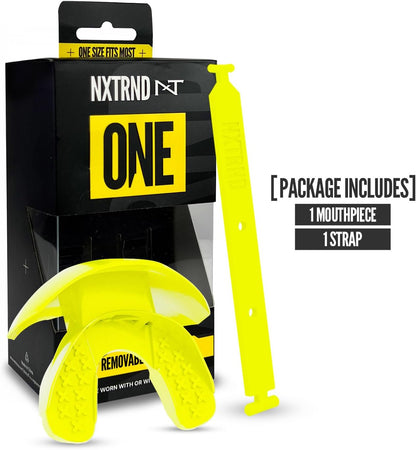 One Football Mouth Guard, Strap Included, Fits Adult & Youth (Neon Yellow)