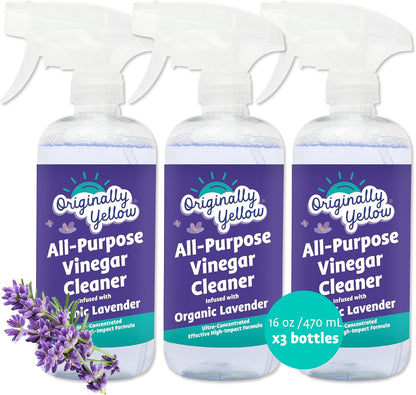 Lemon Vinegar All Purpose Cleaning Spray | Distilled Cleaning Vinegar | Plant-Derived All Purpose Cleaner | Living Room, Bathroom, & Kitchen | 3 Pack
