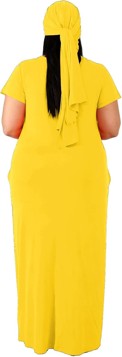 Women's Plus Size Casual Maxi Dress Summer Sleeveless Loose Beach Dress Sundress with Pockets