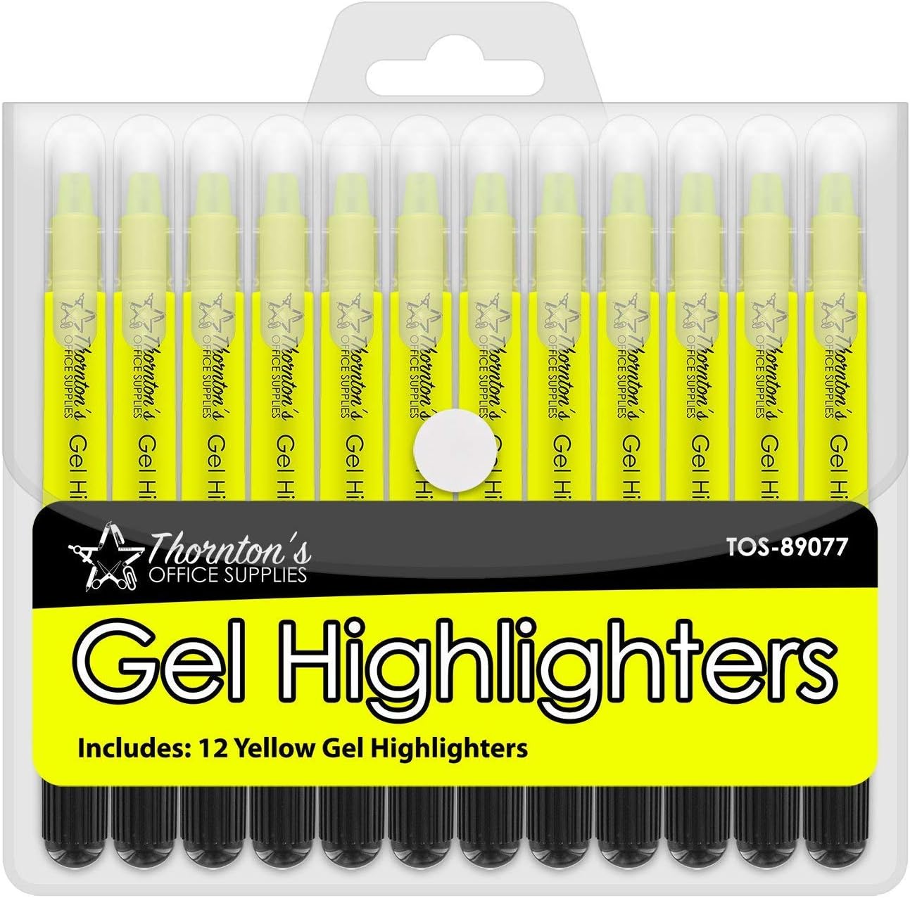 Thornton's Office Supplies School Twist-Retractable Bible Safe No Bleed Through Gel Highlighters Study Kit, Great For Journaling, Pack of 12 (Yellow)