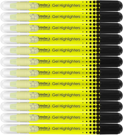 Thornton's Office Supplies School Twist-Retractable Bible Safe No Bleed Through Gel Highlighters Study Kit, Great For Journaling, Pack of 12 (Yellow)