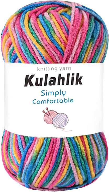 50g(1x50g) Acrylic Yarn for Crocheting and Knitting, Colorful Gradient Yarn Thread, 1 Rolls Skeins, Multicolor Hilo Acrílico, Perfect for DIY Crafts Project