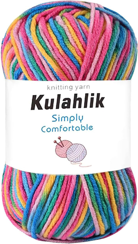 50g(1x50g) Acrylic Yarn for Crocheting and Knitting, Colorful Gradient Yarn Thread, 1 Rolls Skeins, Multicolor Hilo Acrílico, Perfect for DIY Crafts Project