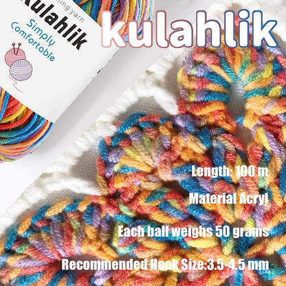 50g(1x50g) Acrylic Yarn for Crocheting and Knitting, Colorful Gradient Yarn Thread, 1 Rolls Skeins, Multicolor Hilo Acrílico, Perfect for DIY Crafts Project