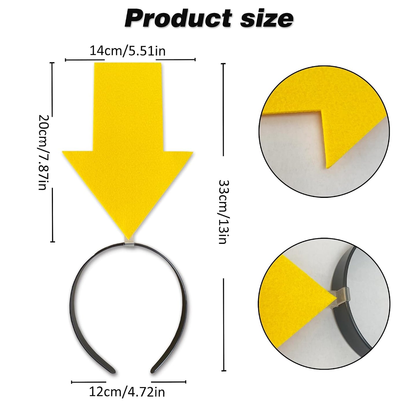 2pcs Arrow Headband | New creative symbol headband | Party Festival parade Concert Support group Hair accessory (Yellow Arrow x2, Large)