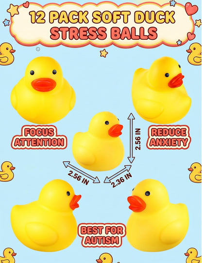 4PCS Yellow Duck Stress Relief Toys Cute Duck Stress Fidget Ball for Kids