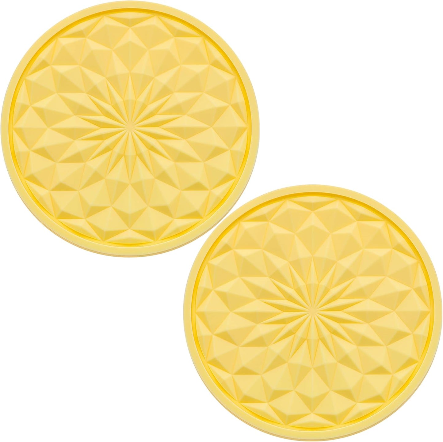 2 Pack Silicone Car Cup Holder Coaster – 2.75 Inch Non-Slip Drink Mat, Universal Fit for Most Vehicles – Cute & Functional Auto Accessories (Yellow)