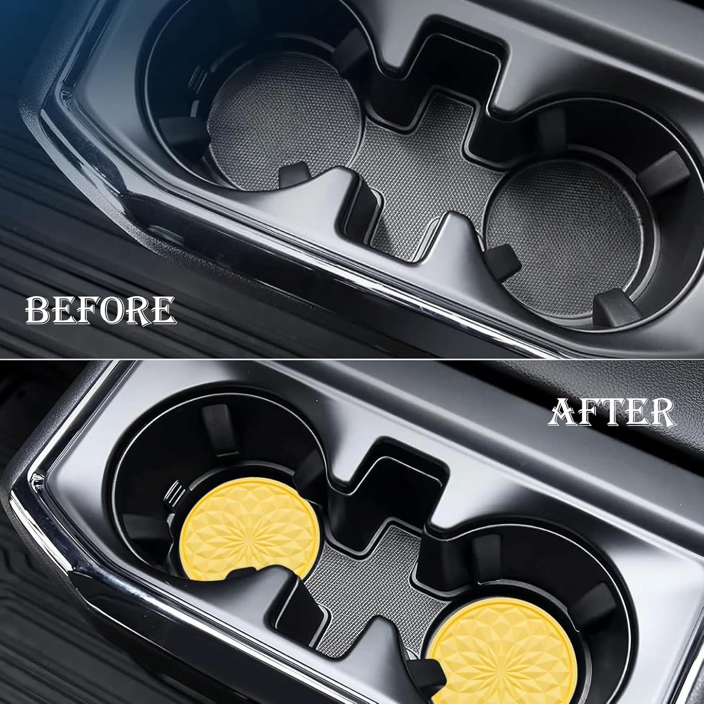 2 Pack Silicone Car Cup Holder Coaster – 2.75 Inch Non-Slip Drink Mat, Universal Fit for Most Vehicles – Cute & Functional Auto Accessories (Yellow)
