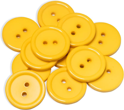 12 Pcs Yellow Sewing Buttons 0.8 Inch 32L, 2 Hole Round Plastic Buttons 20mm for Sewing, Crafts, DIY, Clothing Repair and Decorative Projects