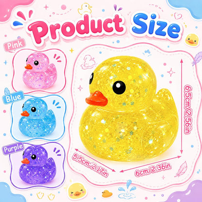 4 Pack Duck Squishy Squeeze Toy,Stretchable Sensory Fidget Stress Balls | Stress Anxiety Relief,Sequins Filled,Soft TPR,Pocket Size,Office Desk Toy,Party Favors & Holiday Gifts for Teens and Adults