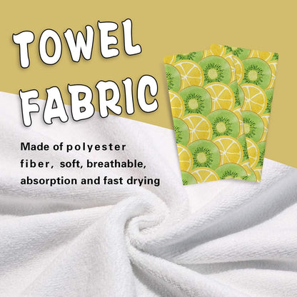 Lemon Kiwi Kitchen Dish Towels Set of 2, Yellow Green Citrus Fruit Slice Drying Hand Towel Baking Cooking Cloth, Farmhouse Summer Bathroom Home Decoration 18'' x 26''