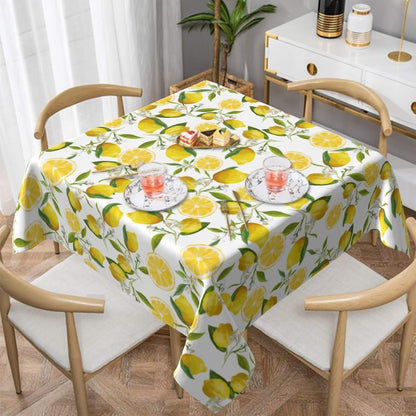 Lemon Tablecloth 54×54 Inch Square Spring Summer Table Cloth Water-Resistant Spill-Proof Washable Fabric Tablecover for Kitchen Dining Party Picnic Indoor Outdoor