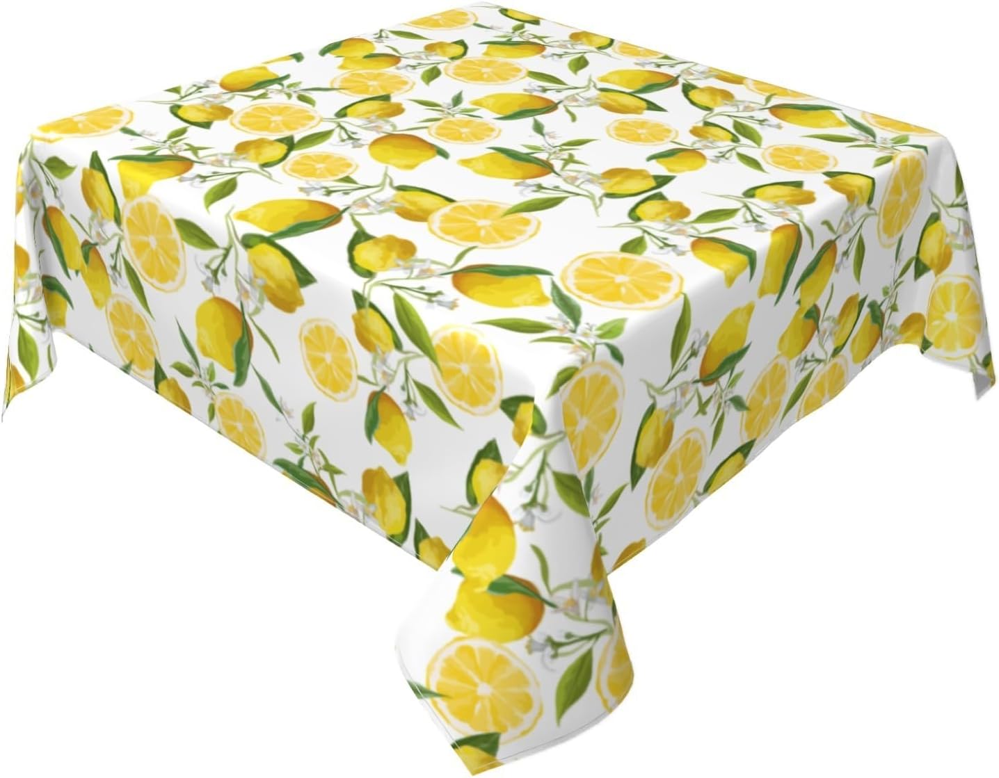 Lemon Tablecloth 54×54 Inch Square Spring Summer Table Cloth Water-Resistant Spill-Proof Washable Fabric Tablecover for Kitchen Dining Party Picnic Indoor Outdoor