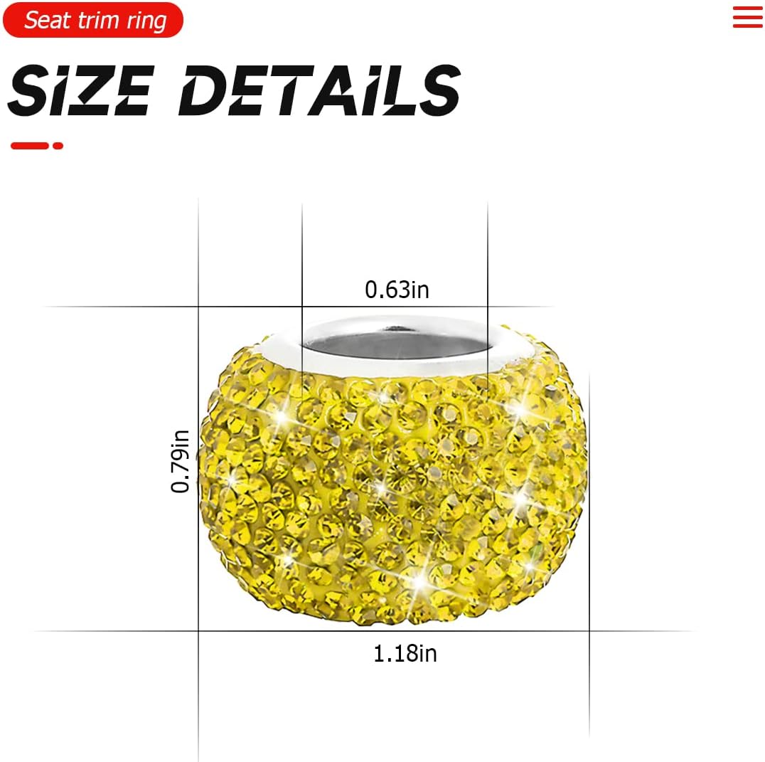 4 Pack Car Headrest Collars, Bling Car Head Rest Collars Rings Decor, Rhinestone Car Head Rest Collars, Diamond Interior Car Seat Accessory (Yellow)