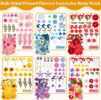 318 PCS Pressed Flowers Butterfly Stickers for Craft, Real Dried Pressed Flowers Bulk Natural Dry Flowers Floral with DIY Butterfly Stickers Tweezers for Art, Resin Mold, Candles, Soap, Jewelry Making