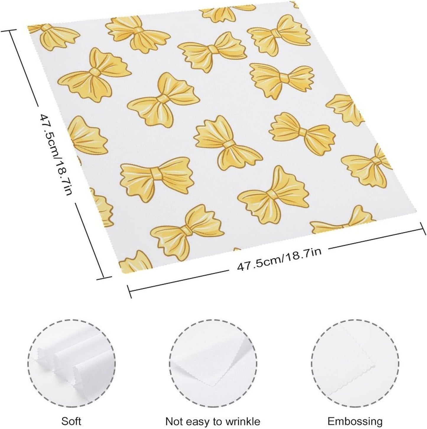 Yellow Bows Fashion Cloth Napkins Washable 18.7x18.7 Inches Christmas ‎Wedding Party