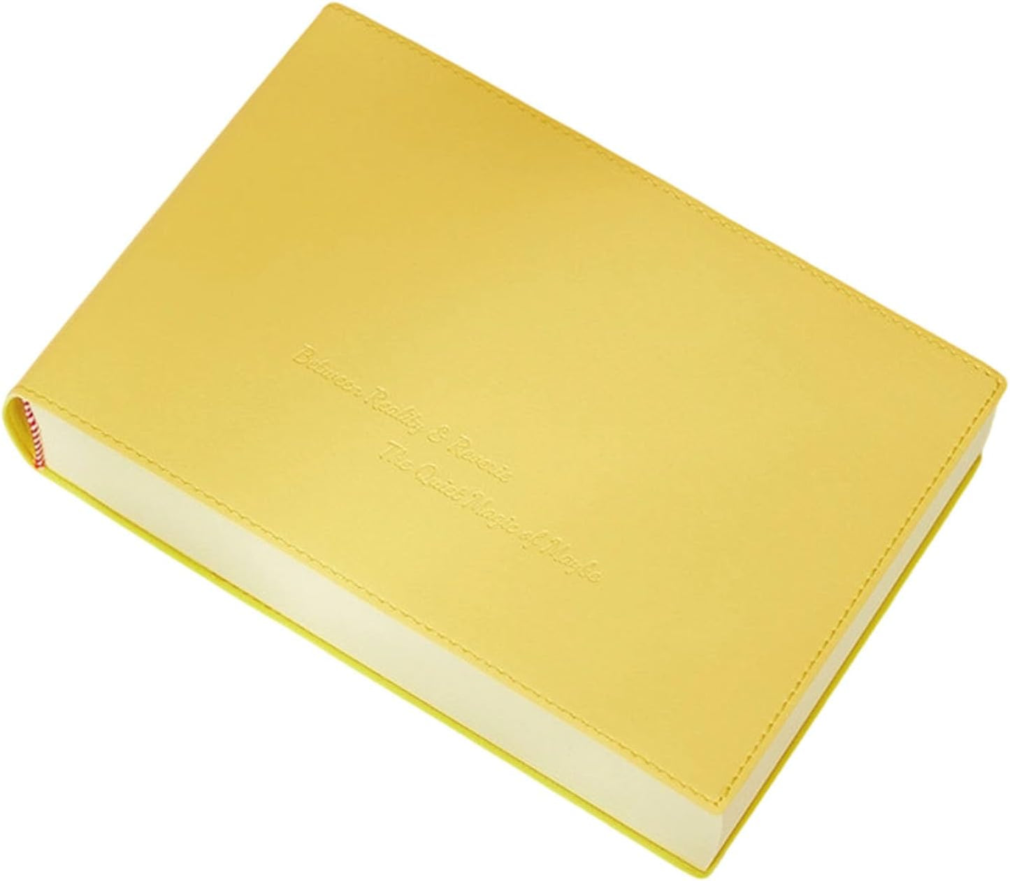 Thickened Color Brick Notebook, PU Leather Cover A5 720 Hardcover Journal, Solid Color Pages Thick Paper Ribbon Bookmark with Elastic Pen Holder Band,Cute Diary Planner for School Office Study (Yellow)