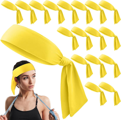 Hiboom 18 Pack Tie Headband Bulk Sports Tennis Headband for Men Women Ninja Karate Head Tie Athletic Sweatbands Elastic Hair Bands for Basketball, Football, Soccer, Running, Yoga